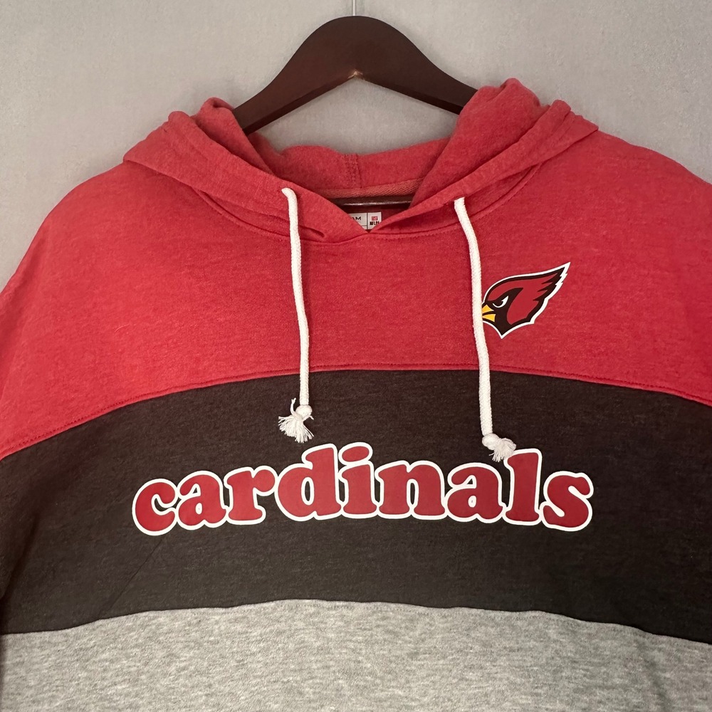 NFL Team Apparel Arizona Cardinals Womens 2XL Colorblock Hoodie Red Gray Fleece - Picture 3 of 11